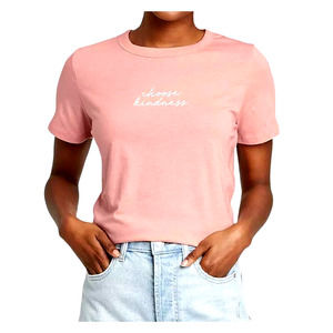 2 x Women's MEDIUM "Choose Kindness" SS Graphic T-Shirt - Misty Rose (2-Pack)